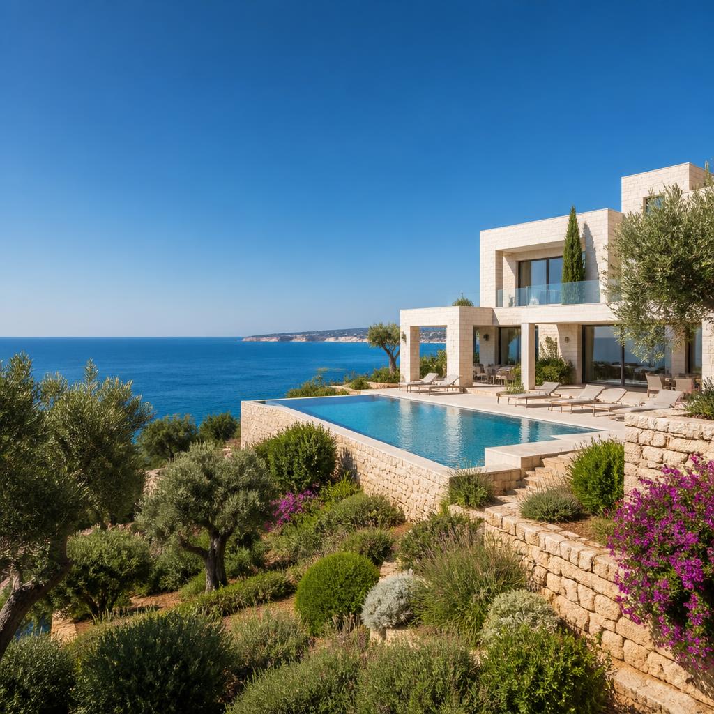 Stunning contemporary villa on Portugal's Algarve coast in daylight